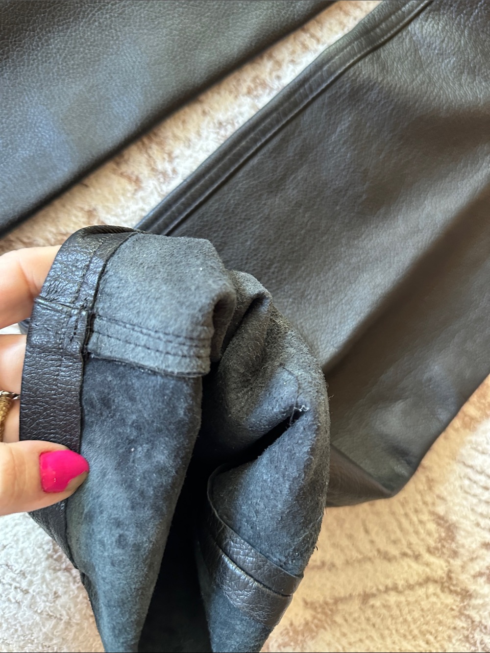 Vintage Co-operative 100% Leather Straight Leg Pants Size 6 Black Lined - Picture 15 of 17